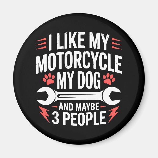 Motorcycle Dog Owner Humour Magnet (Front)
