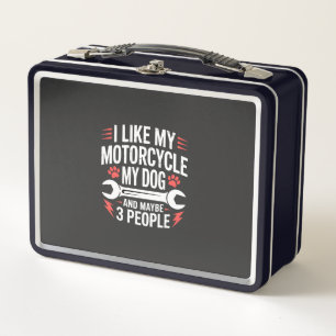 Motorcycle Dog Owner Humour Metal Lunch Box