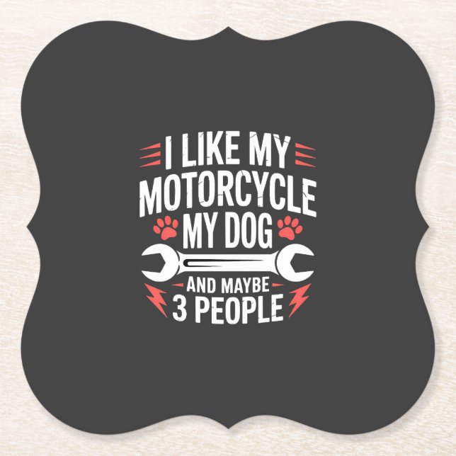 Motorcycle Dog Owner Humour Paper Coaster (Front)