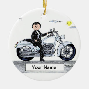 Motorcycle - Female Ceramic Ornament