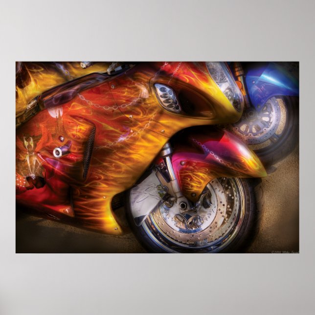 Motorcycle - Flame On Poster (Front)