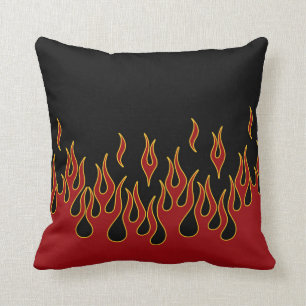 Motorcycle Flames Red Yellow and Black Cushion