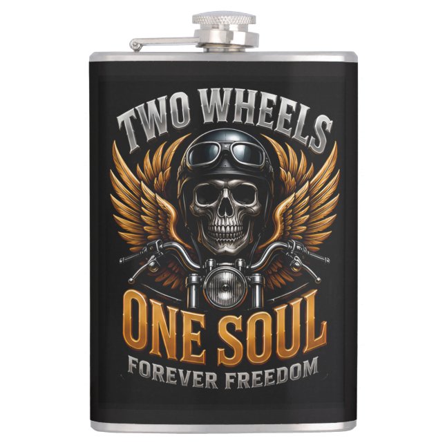 🦅 Motorcycle Freedom Graphic For Riders 🏍️ Hip Flask (Front)