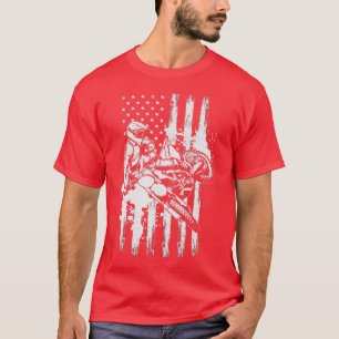 Motorcycle Freestyle Supercross American Flag Moto T-Shirt