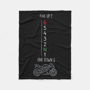 Motorcycle Gear Shift One Down Five Up Biker Fleece Blanket