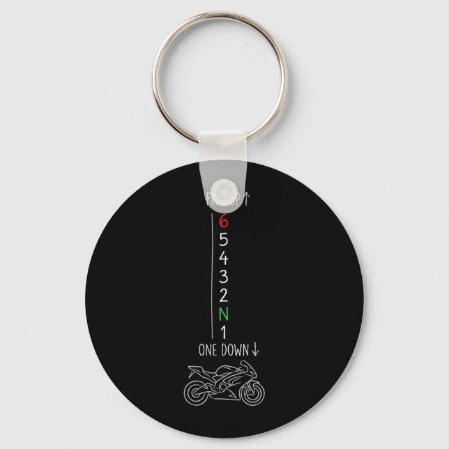 Motorcycle Gear Shift One Down Five Up Biker Key Ring (Front)