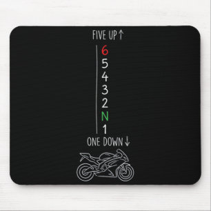 Motorcycle Gear Shift One Down Five Up Biker Mouse Pad