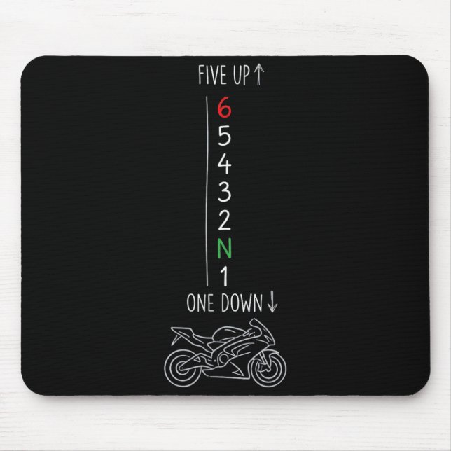 Motorcycle Gear Shift One Down Five Up Biker Mouse Pad (Front)