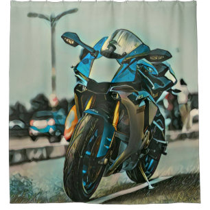 motorcycle gifts for him shower curtain