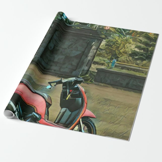 motorcycle gifts for him wrapping paper (Unrolled)