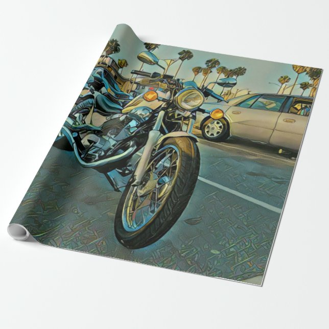 Motorcycle gifts wrapping paper (Unrolled)