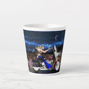 Motorcycle Girl Rides with her Dog, Fantasy Cup