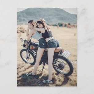 Motorcycle Girls Postcard