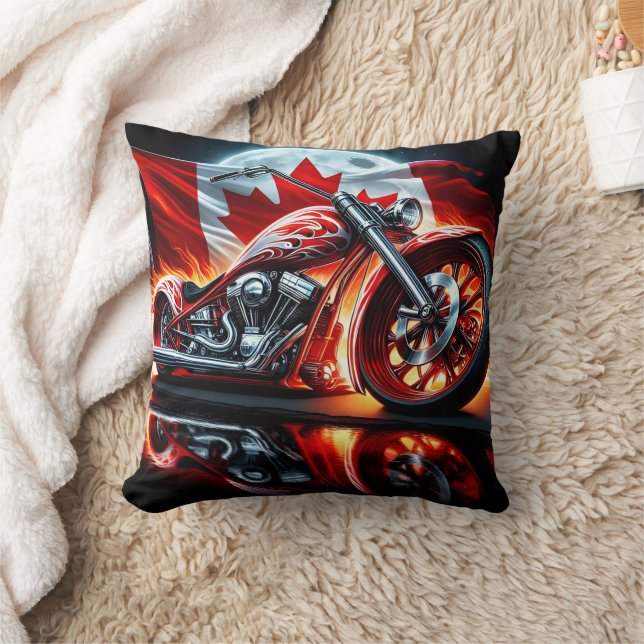 Motorcycle gleams with flames cushion (Blanket)