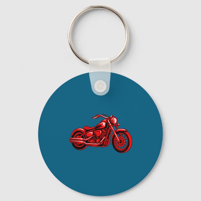 Motorcycle Heart Biker Valentines Day Rider Couple Key Ring (Front)