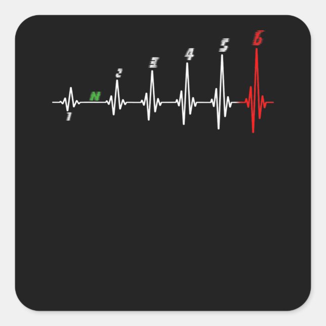 Motorcycle Heartbeat Speed Bike Motocross Square Sticker (Front)
