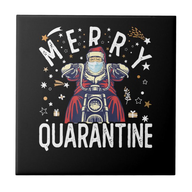 Motorcycle Hipster Santa Face Mask Ceramic Tile (Front)