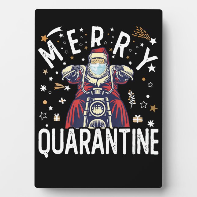 Motorcycle Hipster Santa Face Mask Plaque (Front)