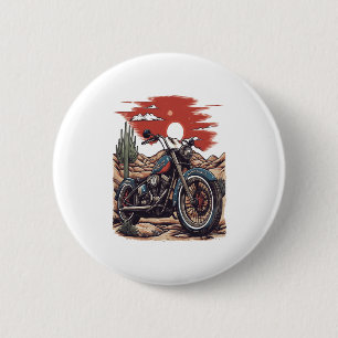 Motorcycle in Desert Cactus Western Set (2) 6 Cm Round Badge