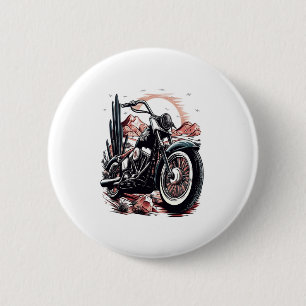 Motorcycle in Desert Cactus Western Set (3) 6 Cm Round Badge