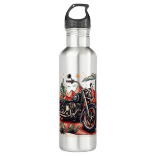 Motorcycle in Desert Cactus Western Set 710 Ml Water Bottle