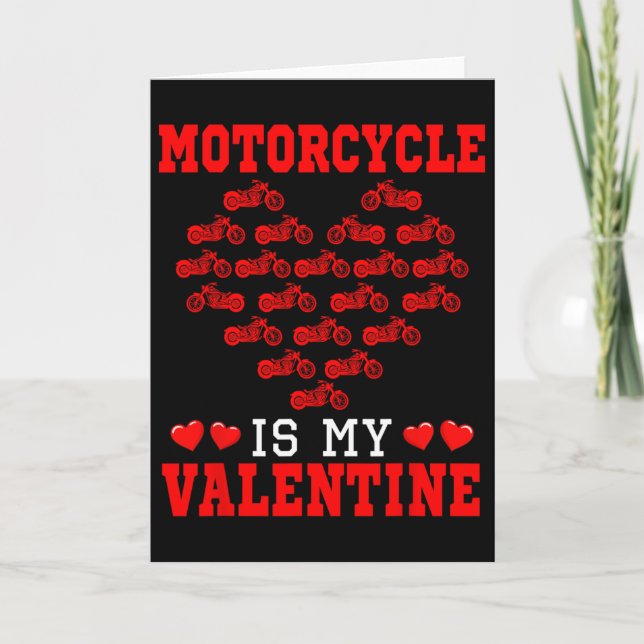 Motorcycle Is My Valentine Driver Team Cute Hearts Card (Front)