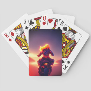 Motorcycle Lady Playing Cards
