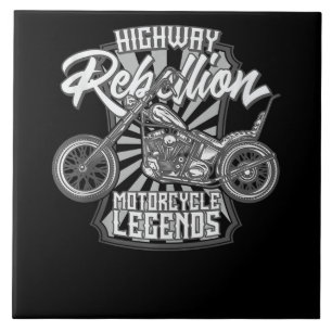 Motorcycle Legends On The Highway Art Gift Ceramic Tile