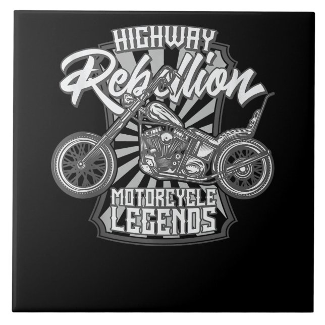 Motorcycle Legends On The Highway Art Gift Ceramic Tile (Front)