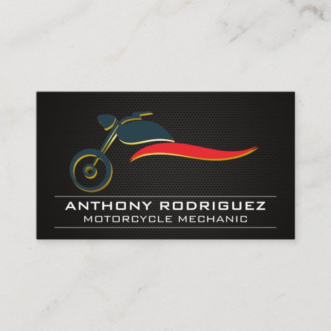 Motorcycle Logo | Carbon Fibre Business Card (Front)