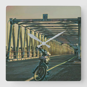 Motorcycle lover gift square wall clock