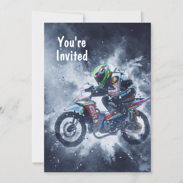 Motorcycle Madness Explosions Invitation (Front)