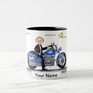 Motorcycle - Male Cartoon   Two-Tone Coffee Mug