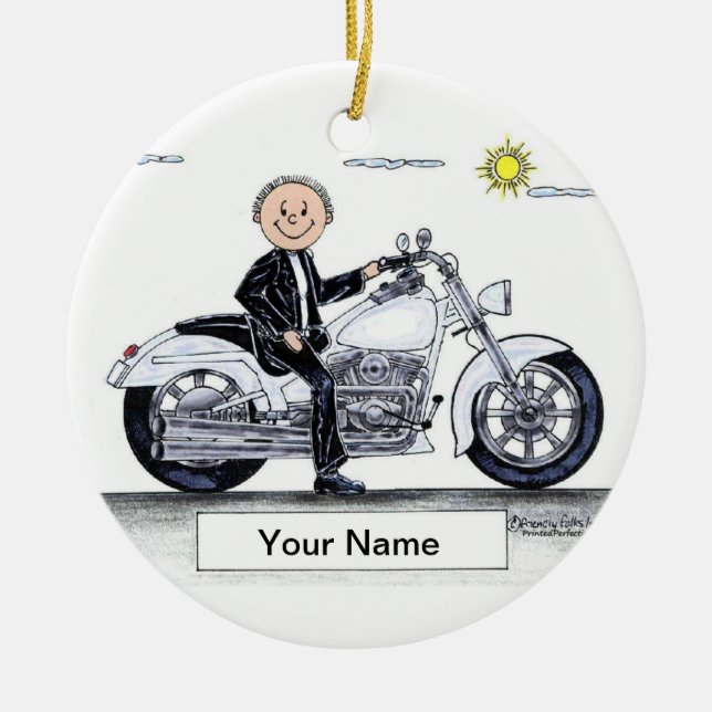 Motorcycle - Male Ceramic Ornament (Front)