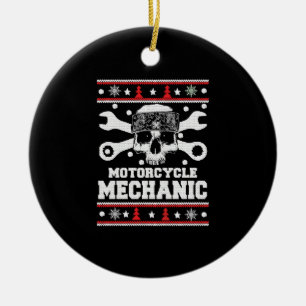 Motorcycle mechanic-Mechanic christmas sweater Ceramic Ornament