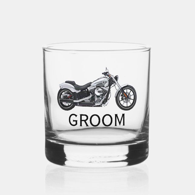 Motorcycle Men's Groom Wedding Husband Cool Whiskey Glass (Front)