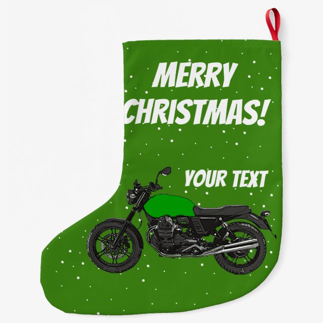Motorcycle - Merry Christmas Large Christmas Stocking (Back)