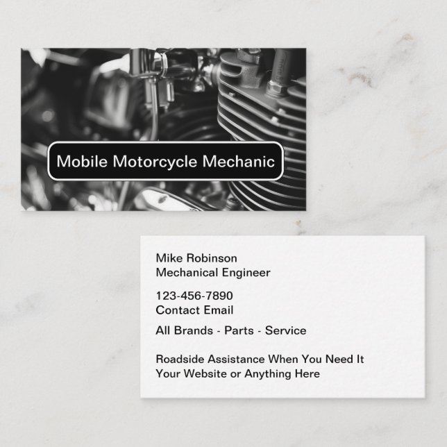 Motorcycle Mobile Mechanic Service Business Card (Front/Back)