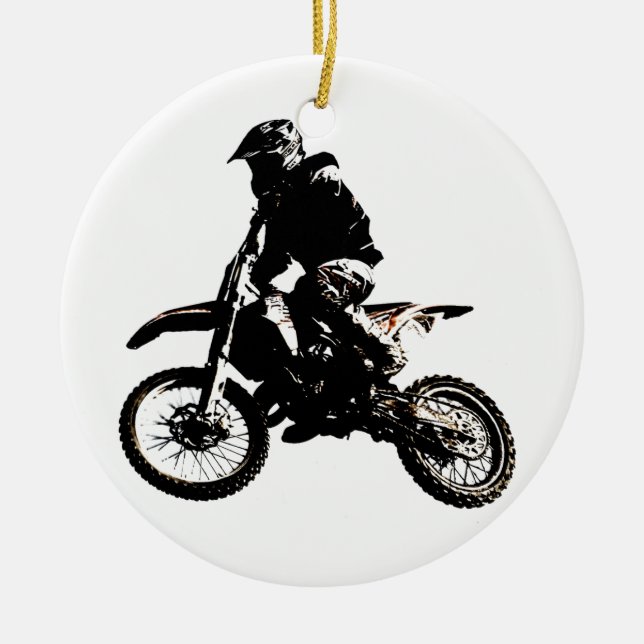 Motorcycle Motocross Ceramic Tree Decoration (Front)