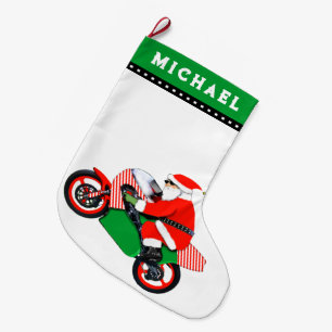 Motorcycle Motocross Holiday Gift Large Christmas Stocking