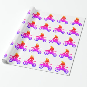 Motorcycle Motocross Pop Art Wrapping Paper