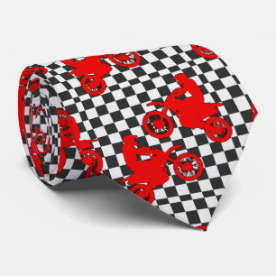 Motorcycle Motocross Racing Check Flag Necktie