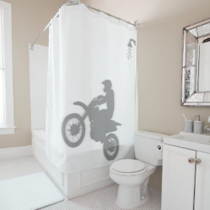 Motorcycle Motocross Shadow Silhouette Behind Shower Curtain