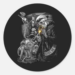 Motorcycle Motor Cycle Motorcycle Mechanic Hallowe Classic Round Sticker