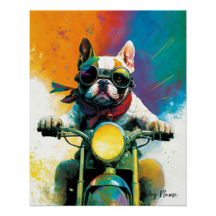 Motorcycle, Motorbike - Anime French Bulldog 001 Poster