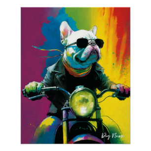 Motorcycle, Motorbike - Anime French Bulldog 003 Poster