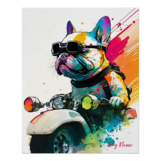 Motorcycle, Motorbike - Anime French Bulldog 004 Poster