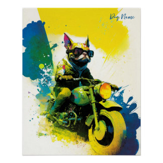 Motorcycle, Motorbike - Anime French Bulldog 007 Poster