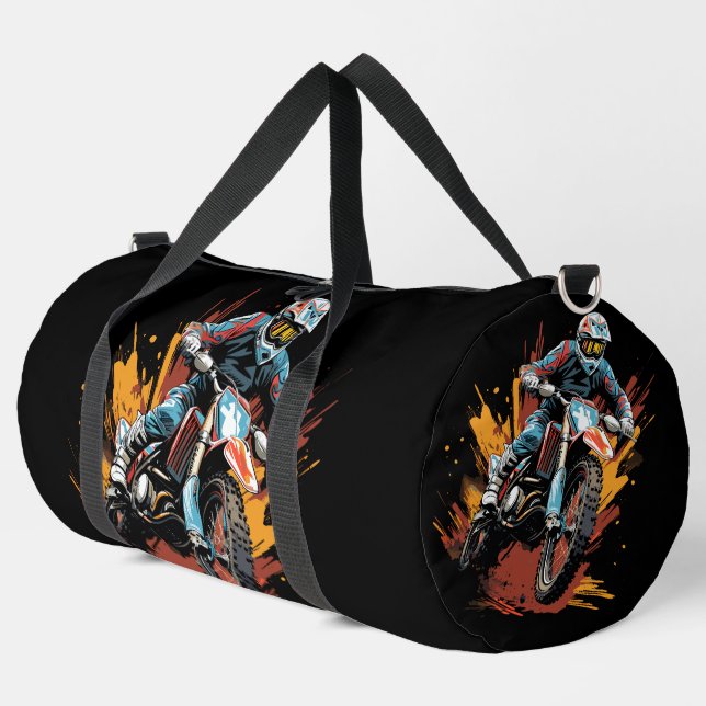 Motorcycle Motorbike Motorcross Biker Large Duffle Bag (Left Corner)