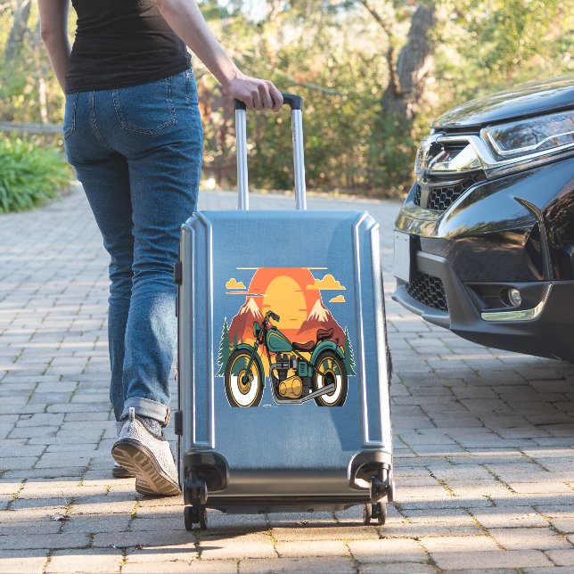 Motorcycle Motorbike Retro Vintage Sunset (Suitcase Insitu)